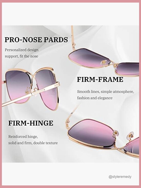 Metal Frame Oversized Butterfly Cateye Sunglasses with UV Protection